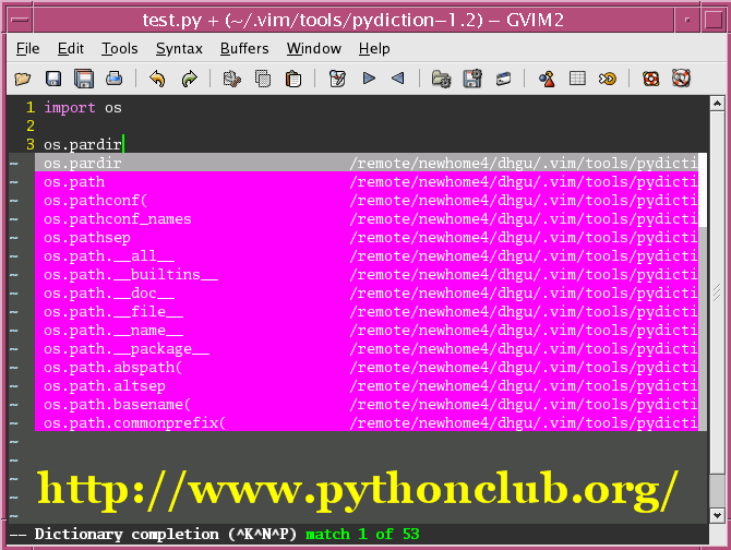 使用pydiction插件在VIM中实现Python自动补全